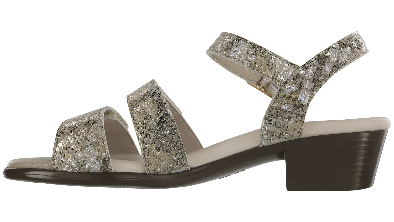 Women's Savanna Heel Strap Sandal in Multisnake Gold